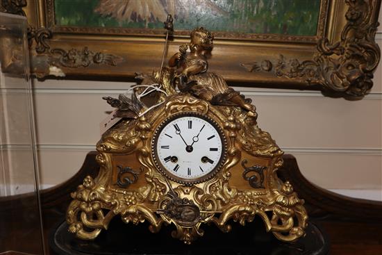 A 19th century French gilt metal figural mantel clock